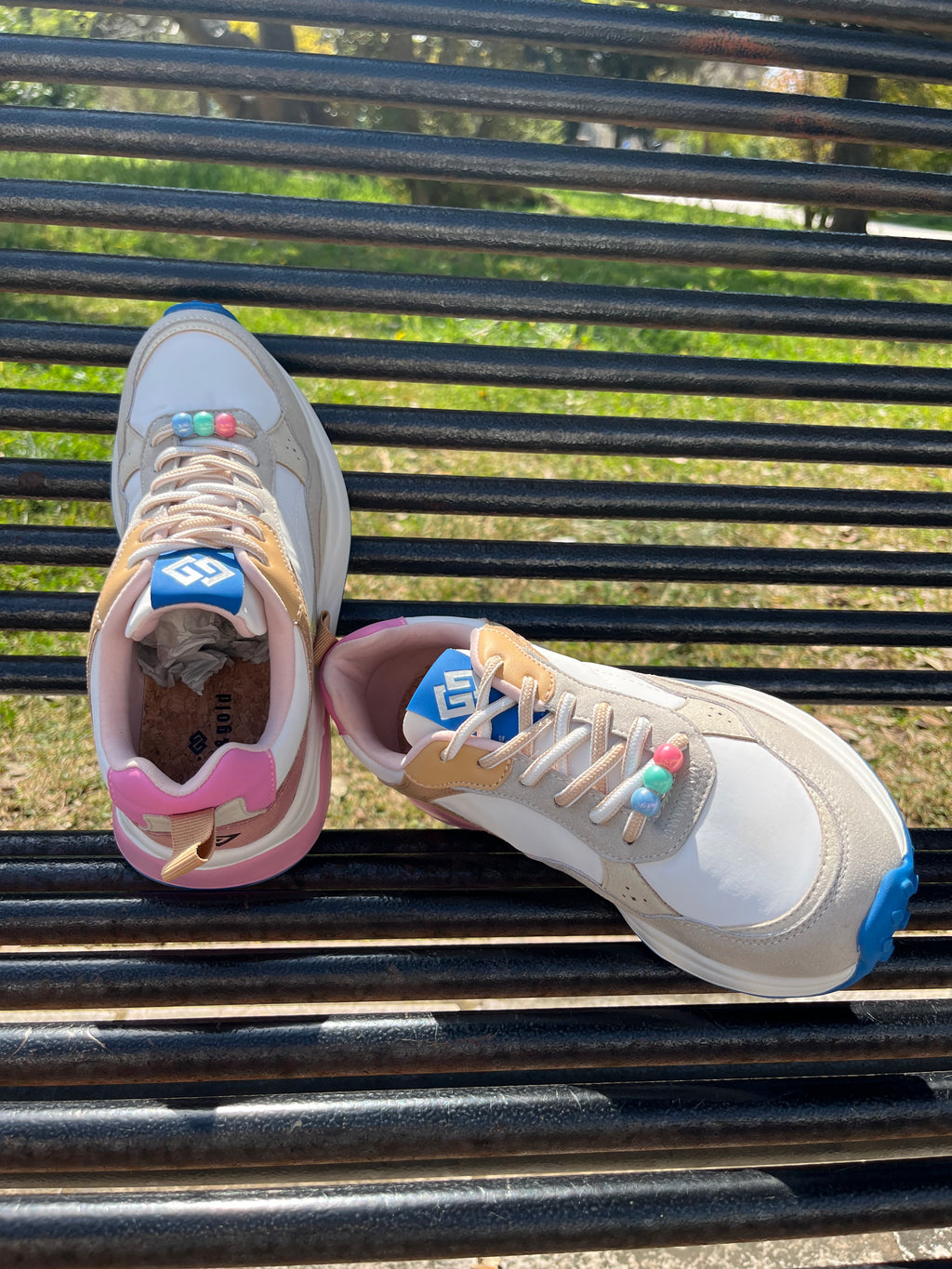 Sneaker con Lacci e Perline Tacco 5 cm