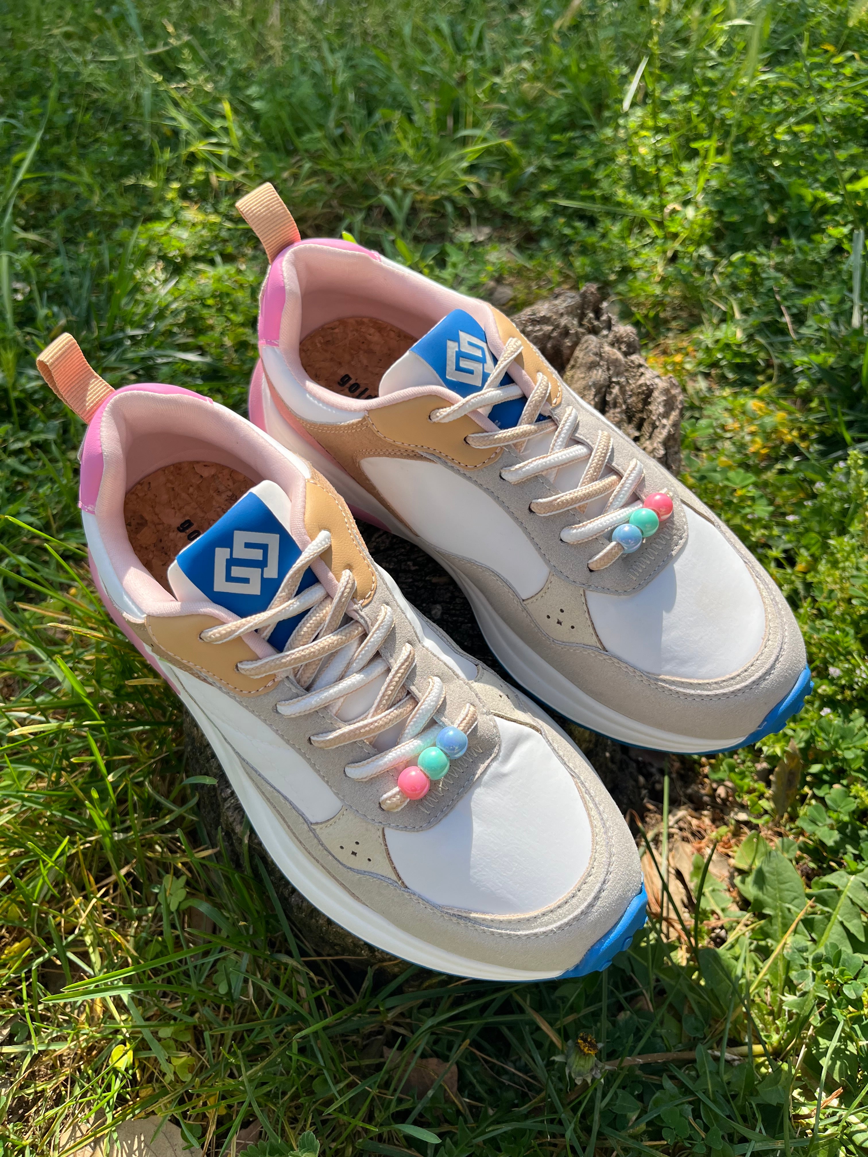 Sneaker con Lacci e Perline Tacco 5 cm