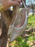 Slingback Intrecciata Oro con Tacco 6 cm