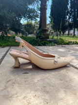 Slingback Intrecciata in Rafia con Tacco 6 cm
