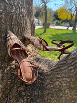 Slingback Intrecciata Color Cuoio con Tacco 6 cm